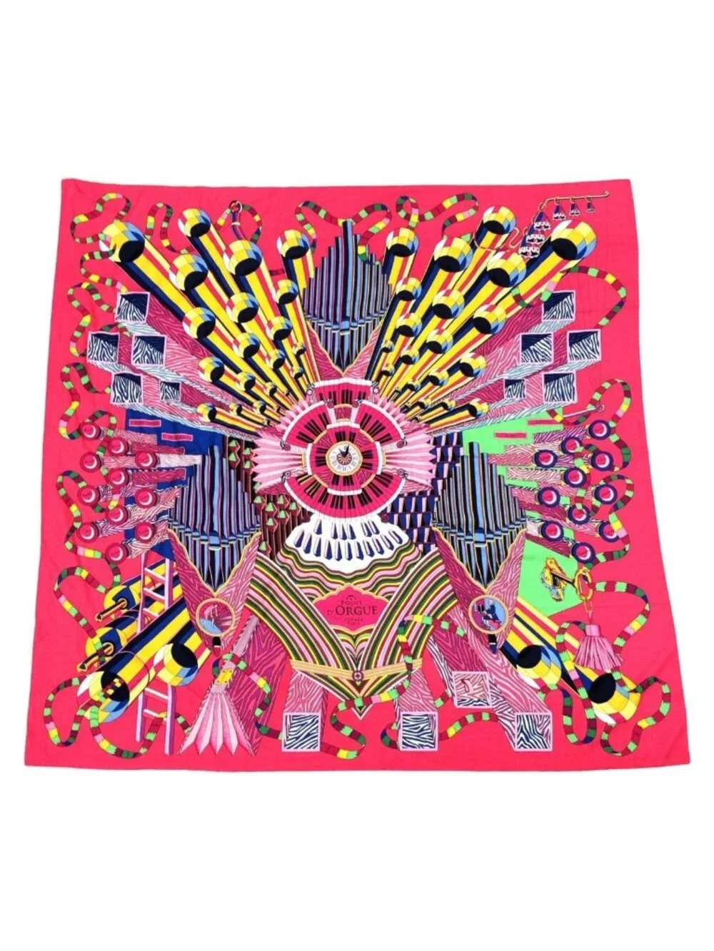 Hermes Carre 140 Geant Point D Orgue Pink Cashmere Silk Shawl Scarf
